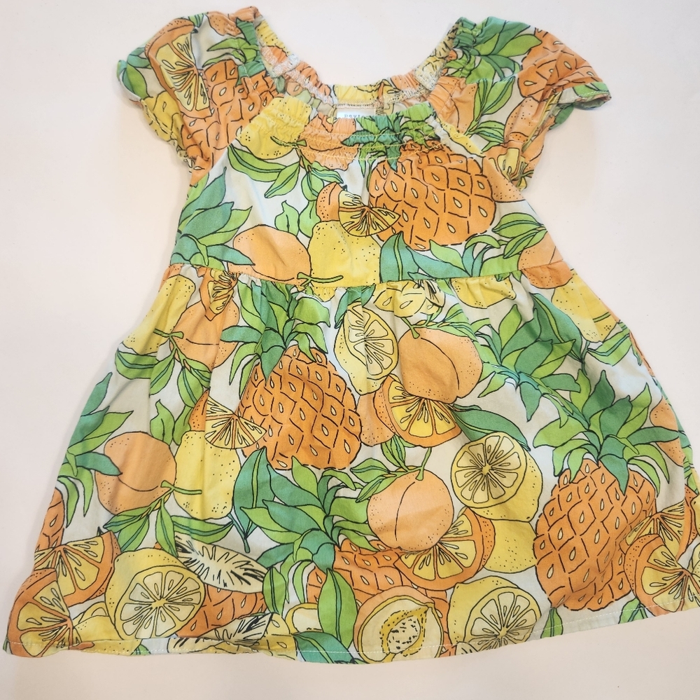 Peyton Parker Tiered Flutter Sleeve Fruit 100% Cotton Dress Girls size 12 Months